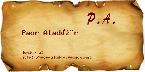 Paor Aladár névjegykártya